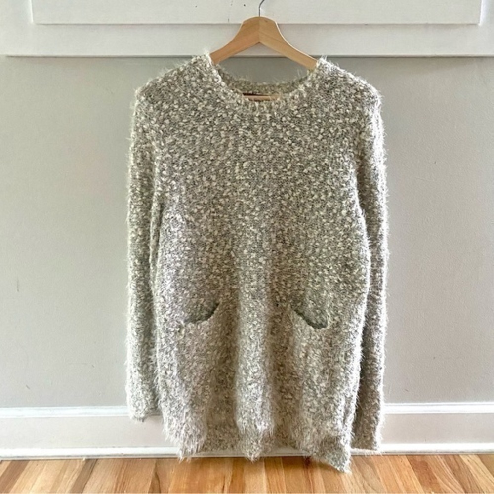 Anthropologie Katsumi Cream Boucle Eyelash Tunic Pullover Sweater